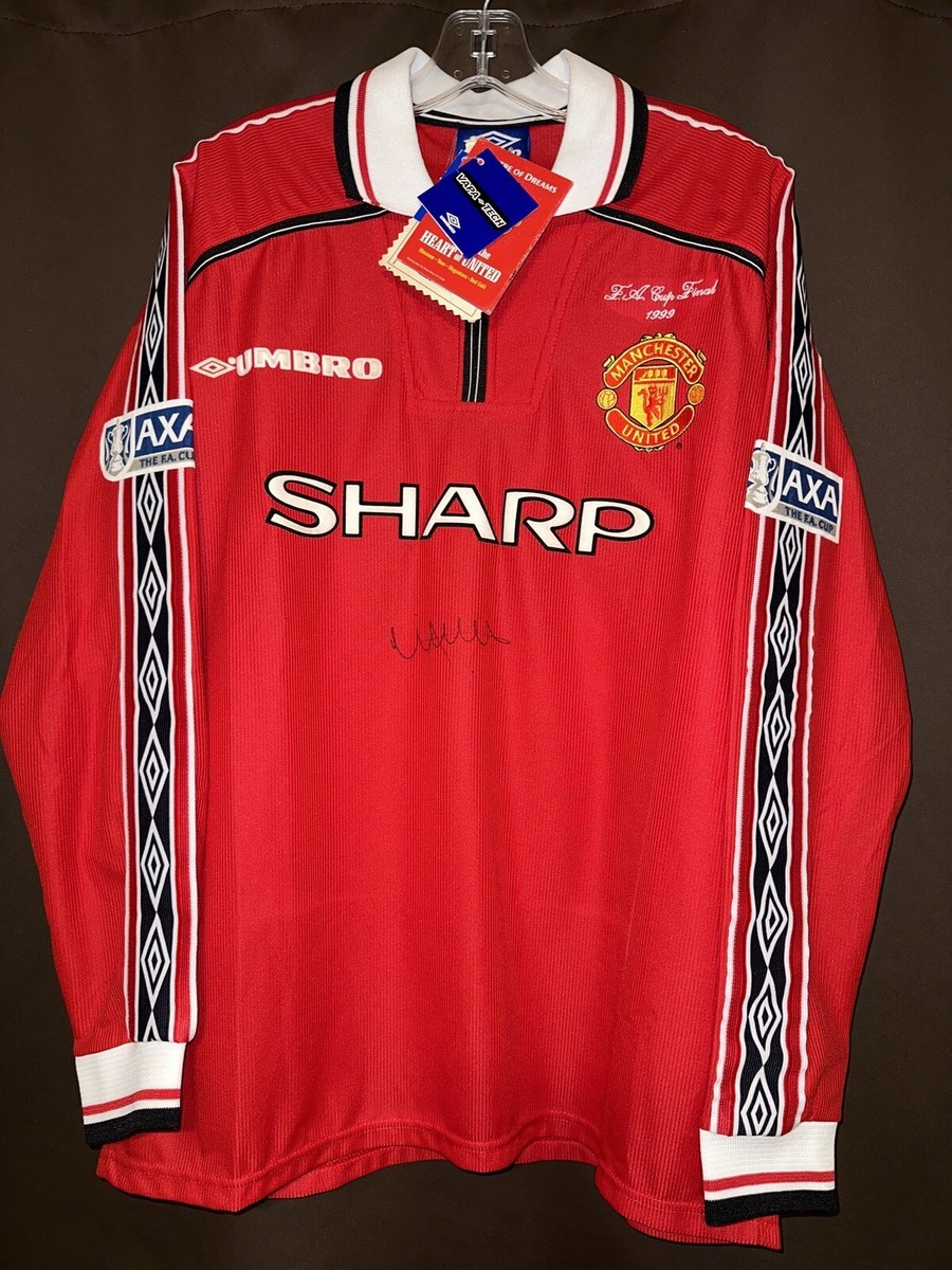 BNWT Authentic Man United 1998/99 Long Sleeve #20 Solskjaer Signed