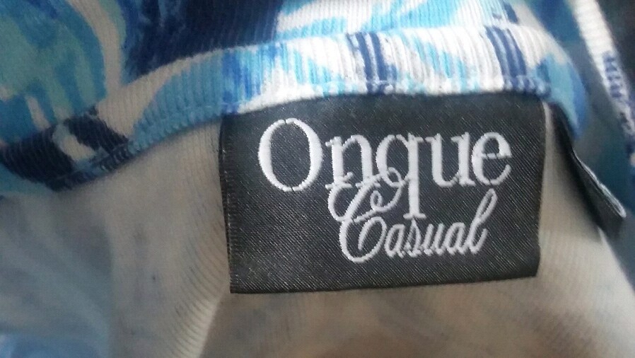Onque Casual Tシャツ Onque Casual Shirt Womens S Small Blue Striped Sheot Sleeve Front