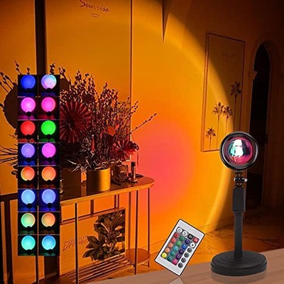 YAKADE 16 Colors Sunset Projection Lamp Rainbow Night Light with 360