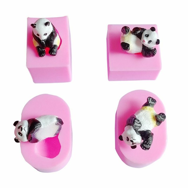 Cute Pandas UV Resin Silicone Mold Cake Decoration Fondant Sugarcraft