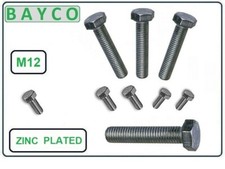 FULL THREAD SETSCREW / BOLT M12 - 12MM GR8.8  ZINC PLATED HEX HEAD BOLTS SCREWS