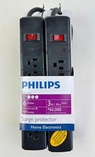 TWO 2 PACK - 6 Outlet Power Strip with Overload Re-settable Circuit Breaker