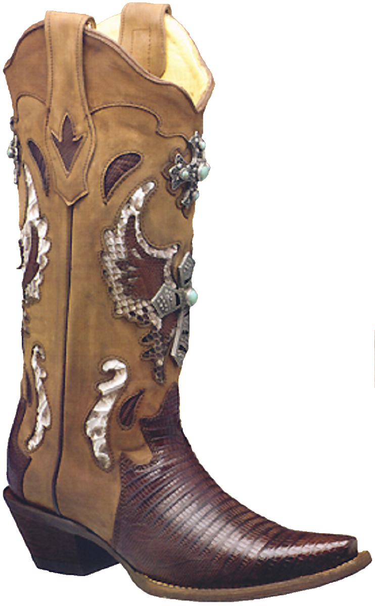 Bottes Western Corral Femmes C1848 – Chocolat, Lézard, Bouture Bijou, 9.5 C
