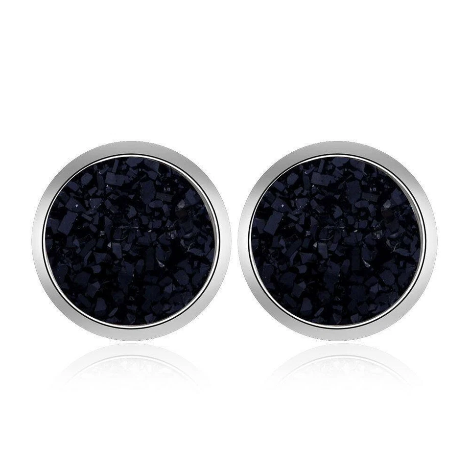 Ohrringe Ohrstecker Stud 12mm Cabochon Druzy glitzer Strass TITAN o04jj - Bild 4 von 4