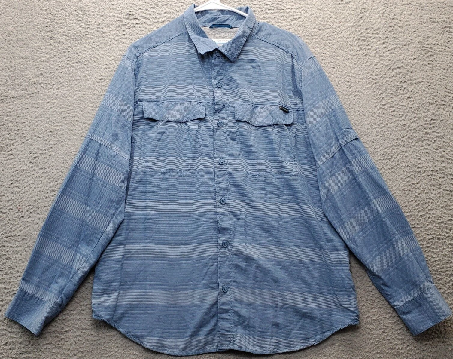 Columbia Fishing Shirt Mens L Multi Striped Mesh Lined Omni Shade Sun Protection