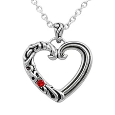 Love Heart necklace red crystal stainless steel by Controse