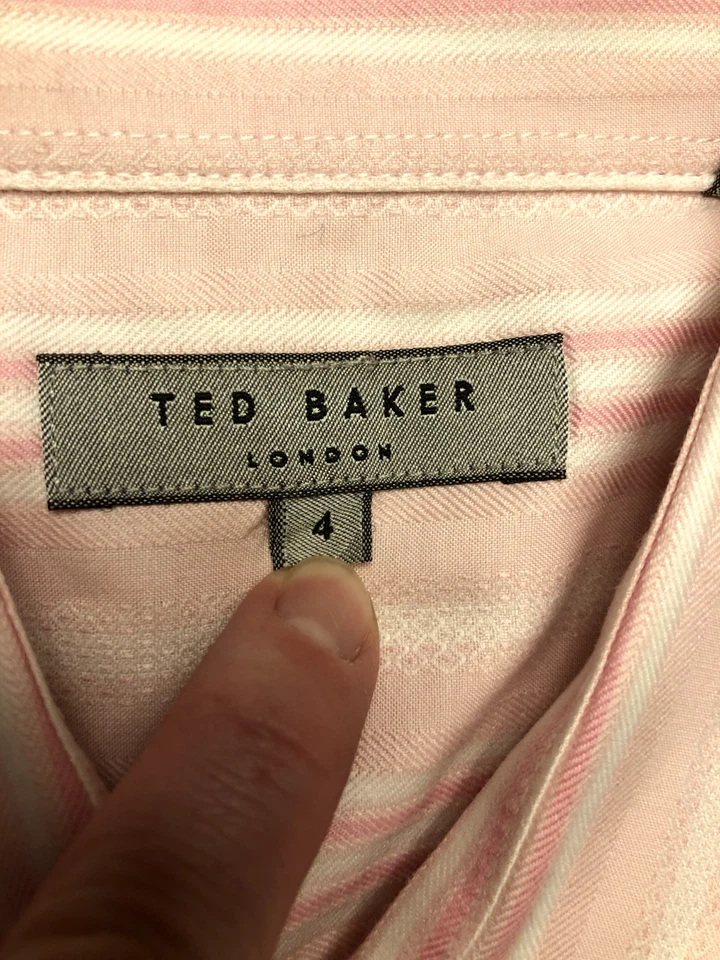 Camisa de vestir Ted Baker London para hombre rosa blanco a rayas de algodón talla 4 (grande EE. UU.) Foto 2 de 4