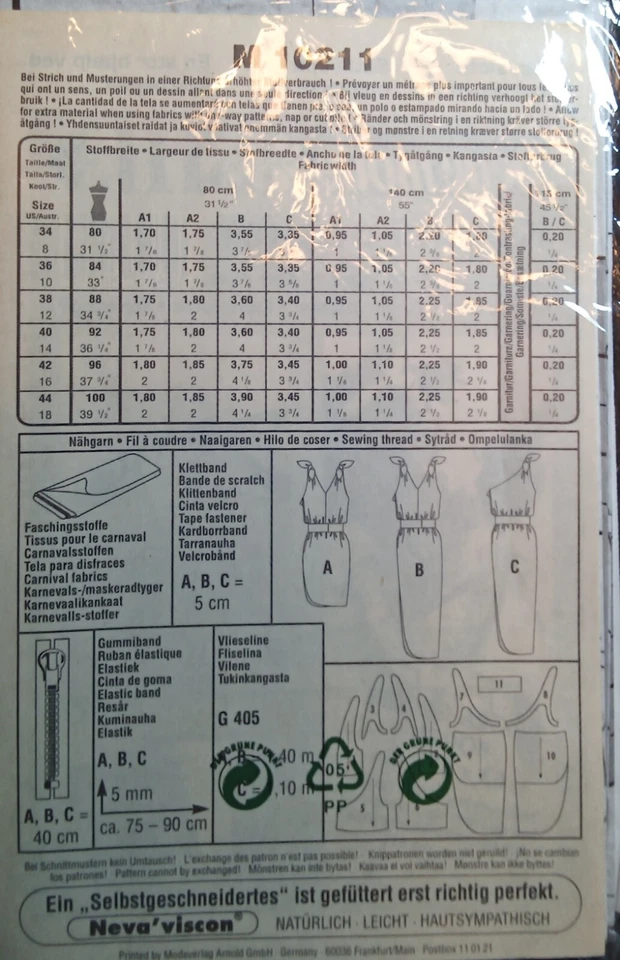 Neue Mode Stil Pattern 10211 Misses Sz 8-18 Toga Dress Costume Cruella de Ville - Image 3 of 4