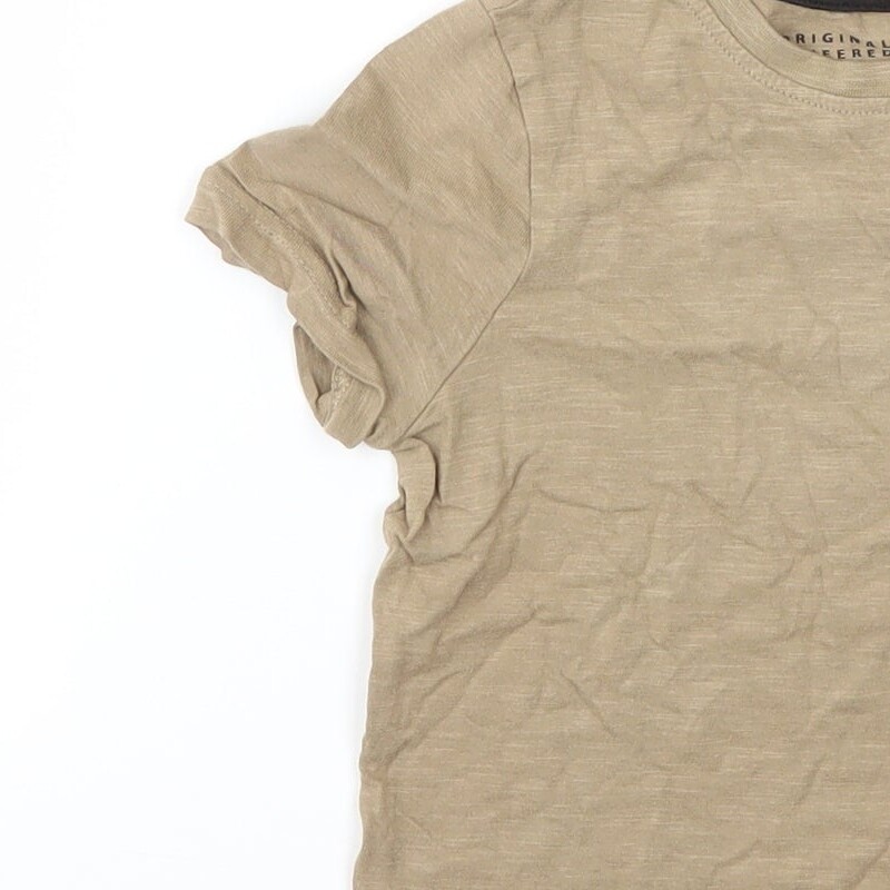 TU Boys Beige 100percent Cotton Basic T-Shirt Size 3 Years Crew Neck image 9