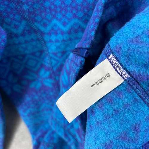 Old Navy Fleece Jacket Womens Size Medium Blue Geometric VTG Y2K Full Zip - Picture 6 of 11
