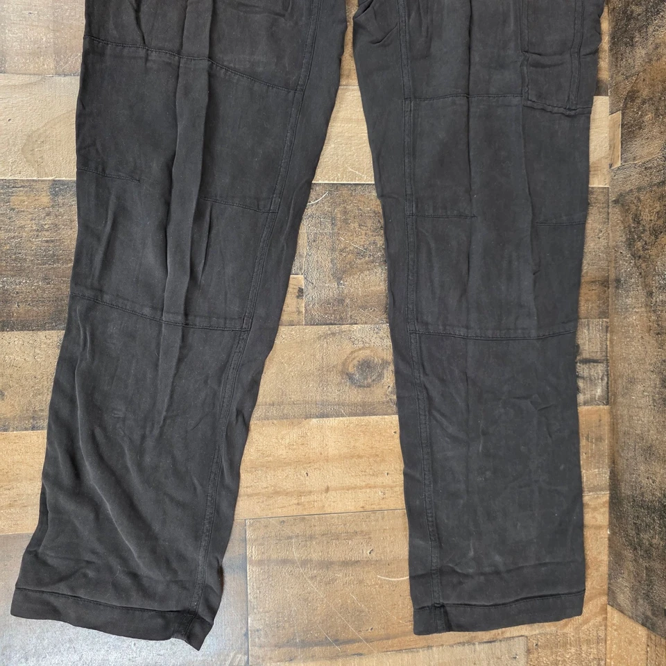 Pantalones cargo informales ligeros 100 % seda negros lisos medianos Da-Nang para mujer Foto 4 de 4