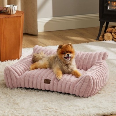 Bedsure ComfyFleece  Cute Cat Couch for Pets - As Seen 30x20x10'', Blush Pink 