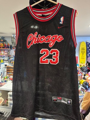 Vtg Nike NBA Chicago Bulls #23 Michael Jordan Black Red Jersey