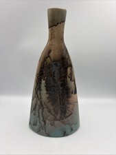 Native American Navajo Horse Hair Raku Pottery 12&rdquo; Vase Artist Signed MZ Plum