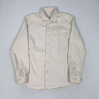 Arket Overshirt Men s Medium Cream Heavy Cotton Twill Long Sleeve Utility Shirt