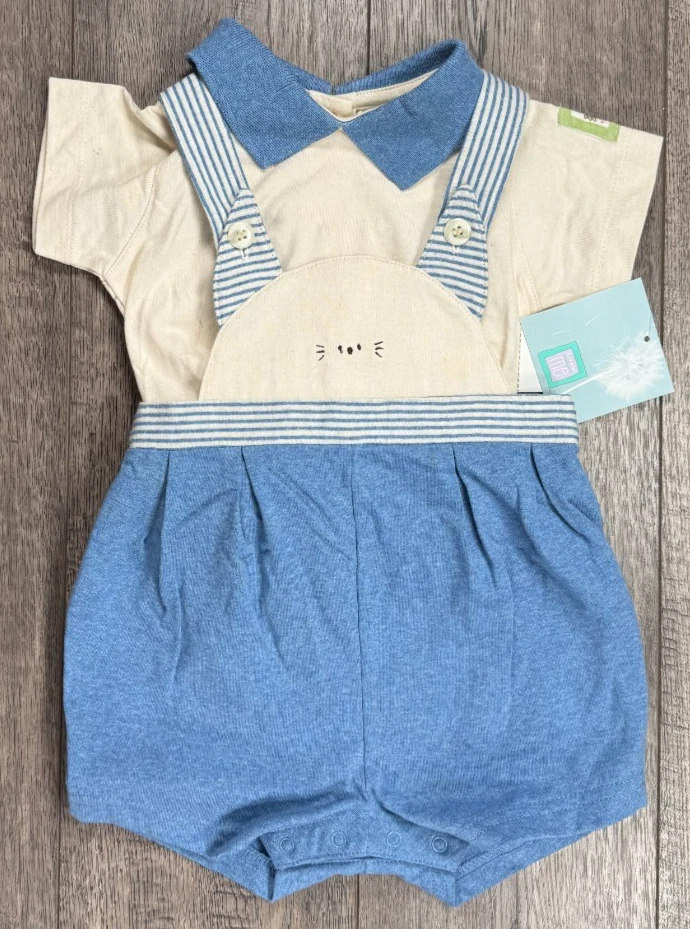 Baby Boy Clothes New Vintage Little Me 3 Month Mr. Rabbit 2pc Shortalls Outfit