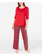 FAMILY PJs Womens Red T-Shirt Top Straight leg Pants Knit Pajamas S