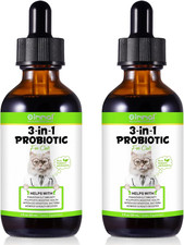 3-In-1 Probiotics for Cats Pack of 2 with Digestive Enzymes  Prebiotics   Supp