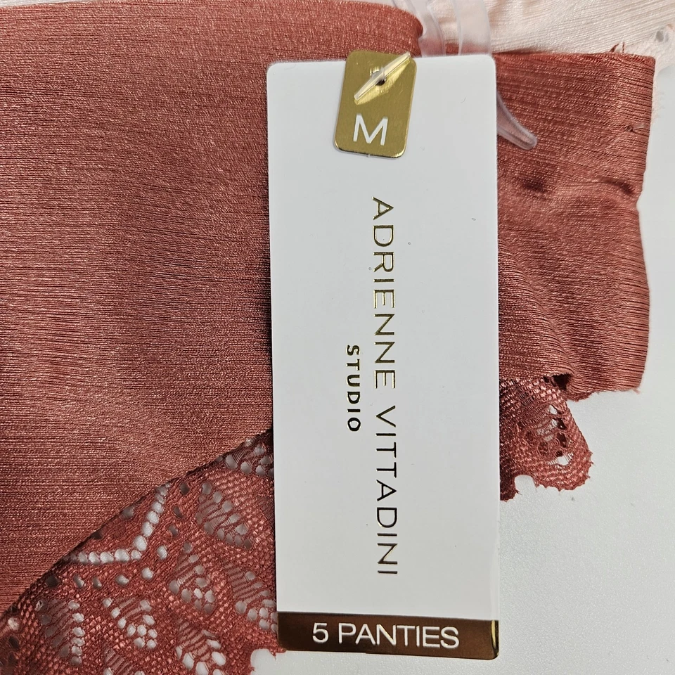 ADRIENNE VITTADINI 5 Pk Mujer S M L XL Espalda Encaje Bragas Negro Marrón Melocotón Crema Foto 4 de 4