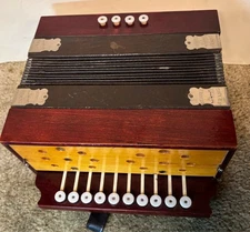 Beaver Brand Diatonic 10/4 Button Accordion WORKS needs minor TLC
