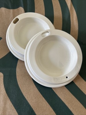 New Lot Of 2 Starbucks Reusable Hot Cup Replacement Cream White Lids - Revised