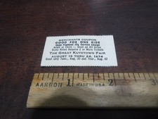 Vintage 1974 The Great Kutztown Fair Merchants ride coupon