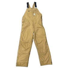 Carhartt Loose Fit Brown Duck Canvas Bib Overalls Men  s Double Knee Large Reg