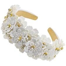 Elegant Vintage Flower Headband for Women, Wide Bejeweled Rhinestone Headband