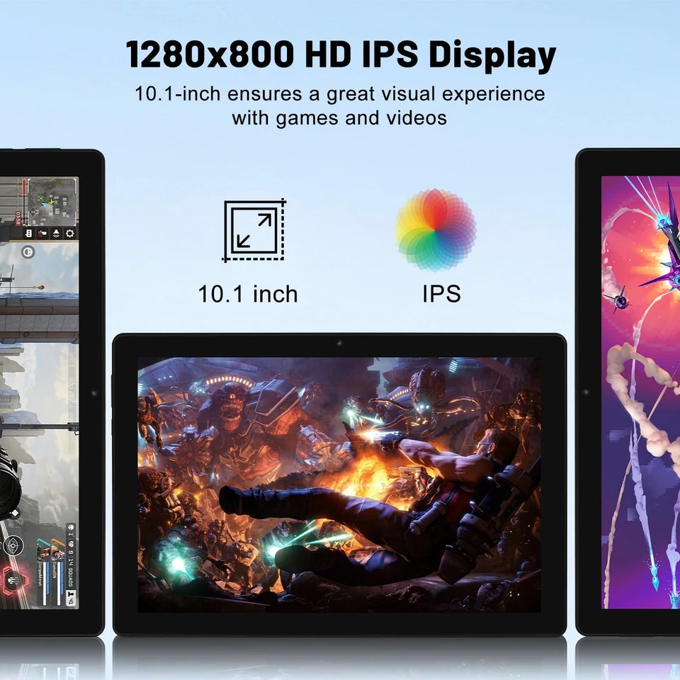 Tablet 10" Android 14 Octa-Core 8GB RAM 64GB ROM + Estensione 1TB TF Nero+Bianco - Immagine 2 di 4