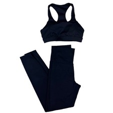 GB Conjunto Ropa Activa Mujer Mediano Negro Sujetador Deportivo Tiro Alto Leggings Nylon Spandex