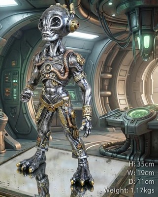 Steampunk Alien Resin Skulptur 35 cm hoch Sammlerstück Haus Garten Deko Unikat