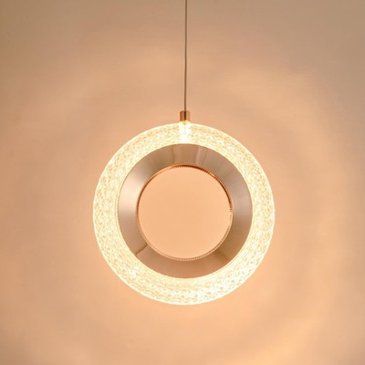 Golden Modern Chandelier, mini Ring Crystal Chandelier, Acrylic lampshade, LE...
