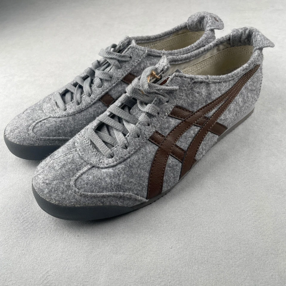 Onitsuka Tiger Mexico 66 Sneakers US 10.5 EU 44.5 Grey Felt Brown Stripe Rare - Image 3 of 4
