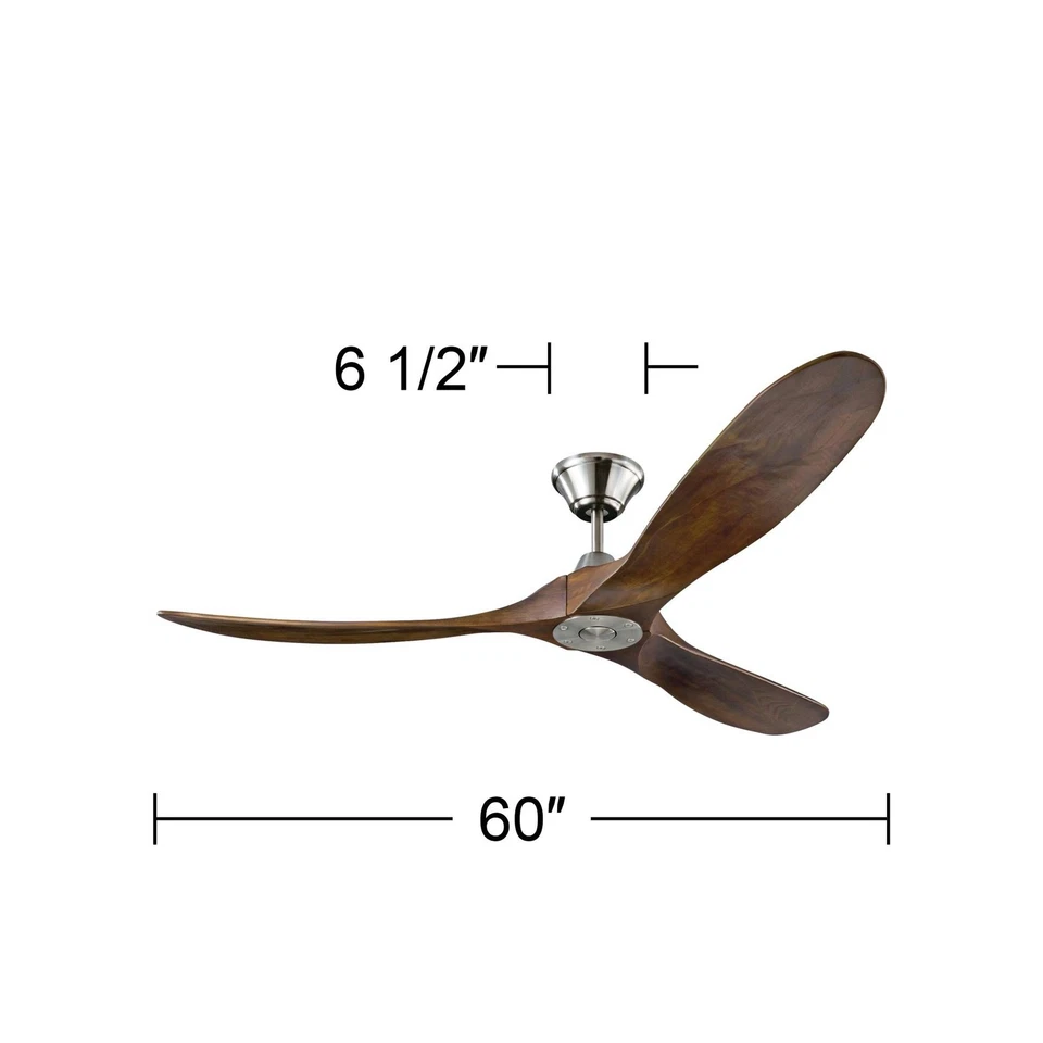 60" Visual Comfort Maverick Steel and Walnut Ceiling Fan with Remote - Image 3 of 3