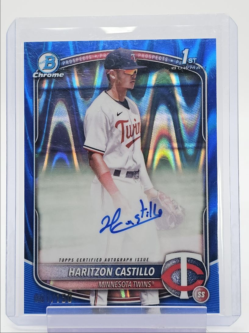 HARITZON CASTILLO 2025 BOWMAN CHROME 1ST BLUE RAYWAVE AUTO /150 Q3917