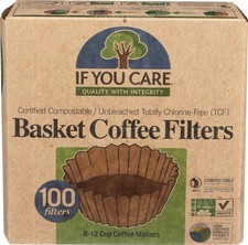 If You Care Unbleached Coffee Filters Basket, 8 inch, 100 Count Pack of 1 