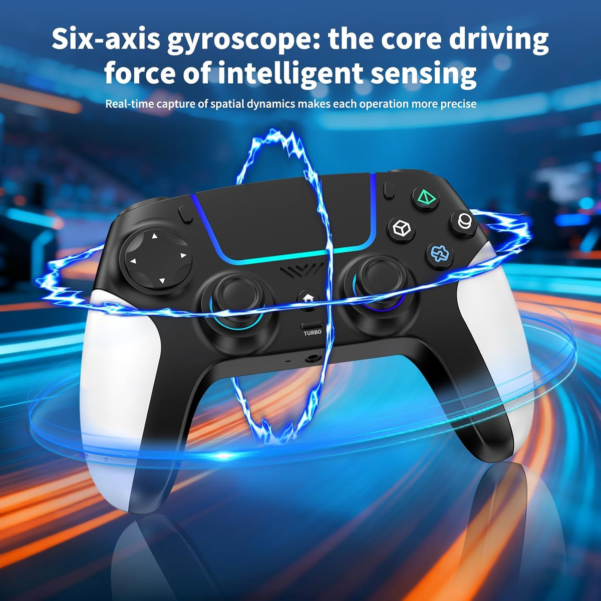 Wireless Controller for PS5 with RGB LED,TURBO, Dual Vibration, 6