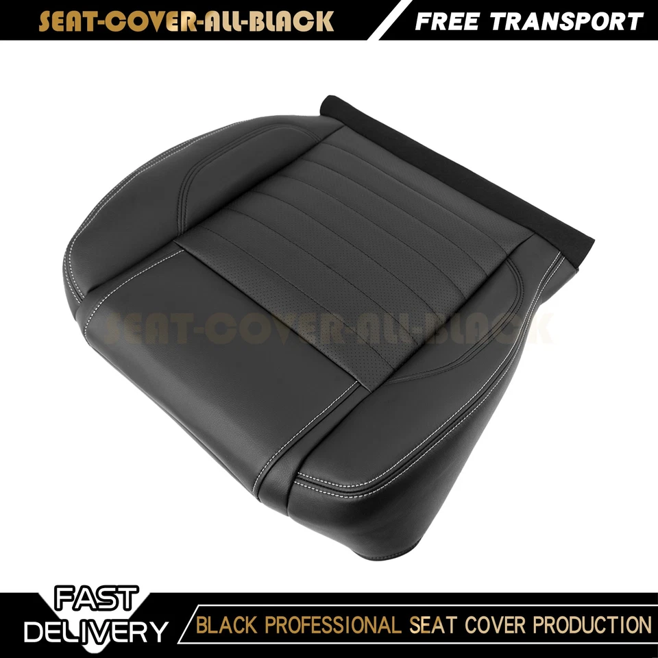 For 2010 - 2014 Ford Mustang GT Driver Bottom & Top Perforated Seat Cover Black - Изображение 3 из 4