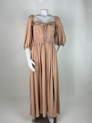 Worth Collection Size Medium Peach Clay Devon Smocked Maxi Dress Bump Friendly