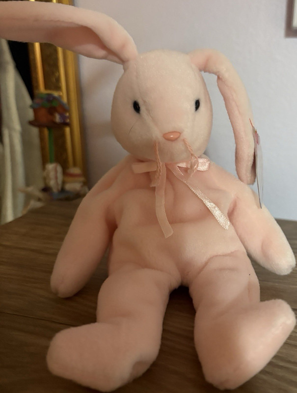 Ty Pink Plush Bunny Rabbit Stuffed Animal with Ribbon Bow, Pink Bunny Plush