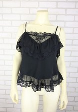 Abercrombie  Fitch Black Sheer Lace Ruffled Cami Camisole Tank Womens L 75