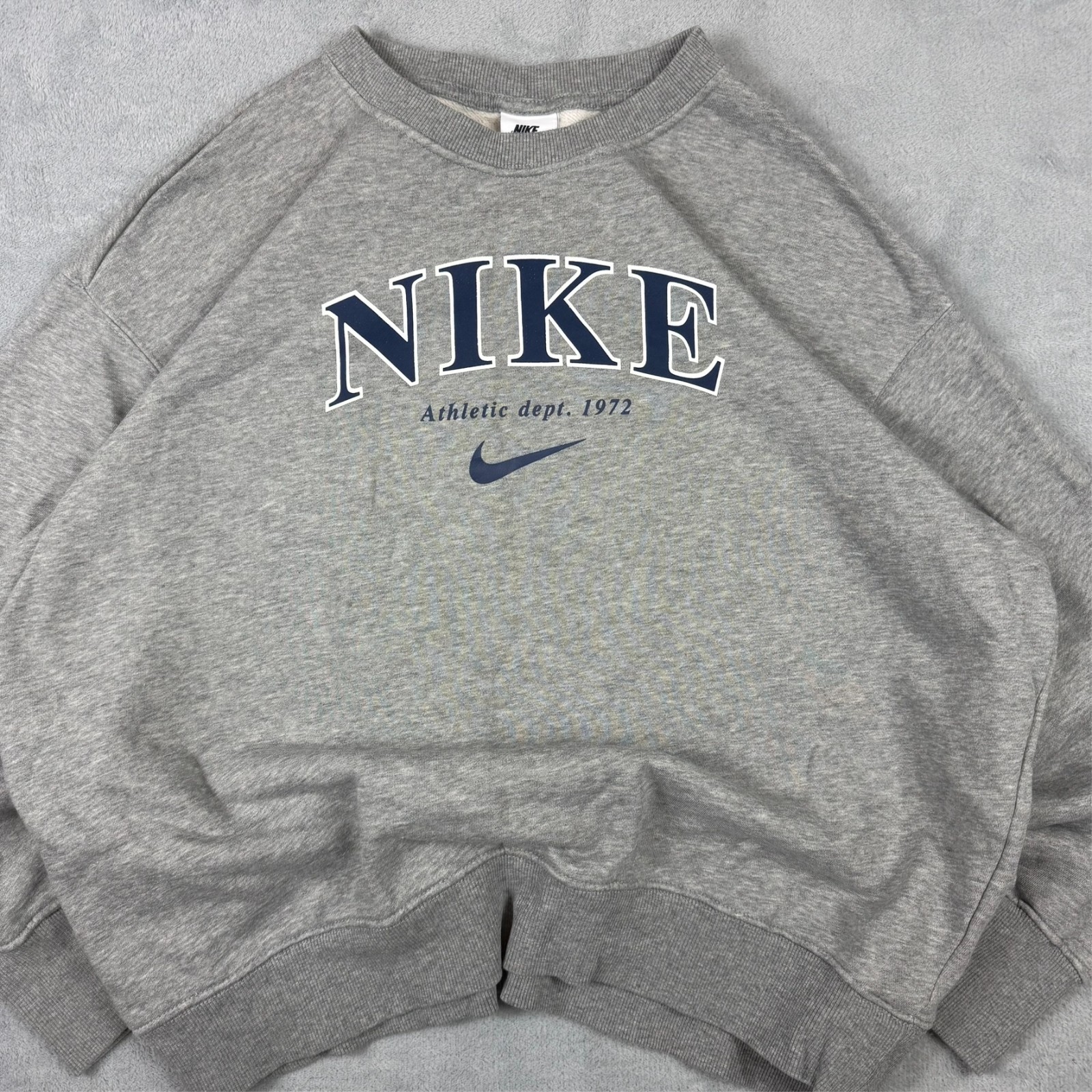 Vintage Nike Athletic Dept 1972 Grey Oversized Size Small Pullover Sweatshirt image 4