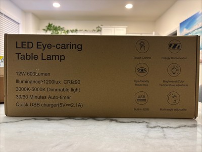 LED Desk Lamp with Wireless Charger Dimmable, Eye-Caring for Office and Table
