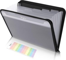 Accordion File Organizer, 7 Pocket Expanding File Folder with Front Pocket, Lett