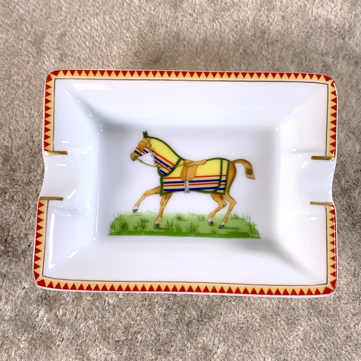 Hermes Paris Mini Ashtray Set of 4 Horse Motif Porcelain Change