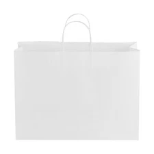 Kraft Paper Bag with Handles 100Pcs 16x6x12 in Party Shopping Retail Bag White