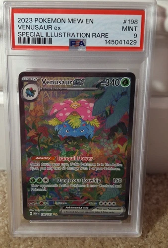 PSA 9 MINT 2023 SV 151 SET VENUSAUR EX SIR HOLO CARD 198/165