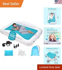 Blue Inflatable Toddler Travel Bed with Pump - Safe Cozy Sleep Solution
