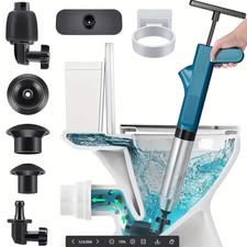 Powerful Toilet Plunger Stainless Steel Pipe Dredger Unblocker Pneumatic High-Pr