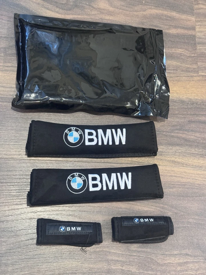 2 pieces (1 PAIR) BMW Embroidery Seat Belt Black Pads - Image 2 of 4